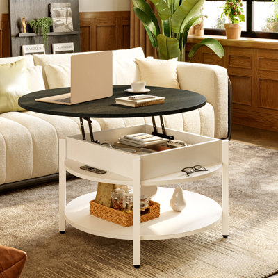  Wynny Round Lift-Top Wood Coffee Table with Storage