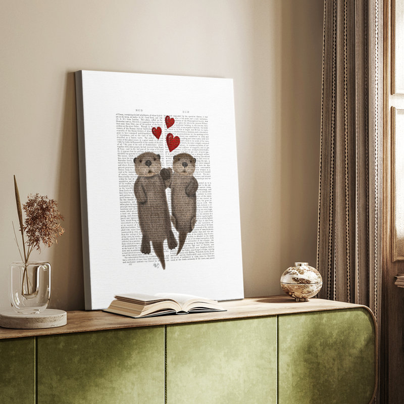 Otters Holding Hands -Custom Wrapped Gallery Cavas