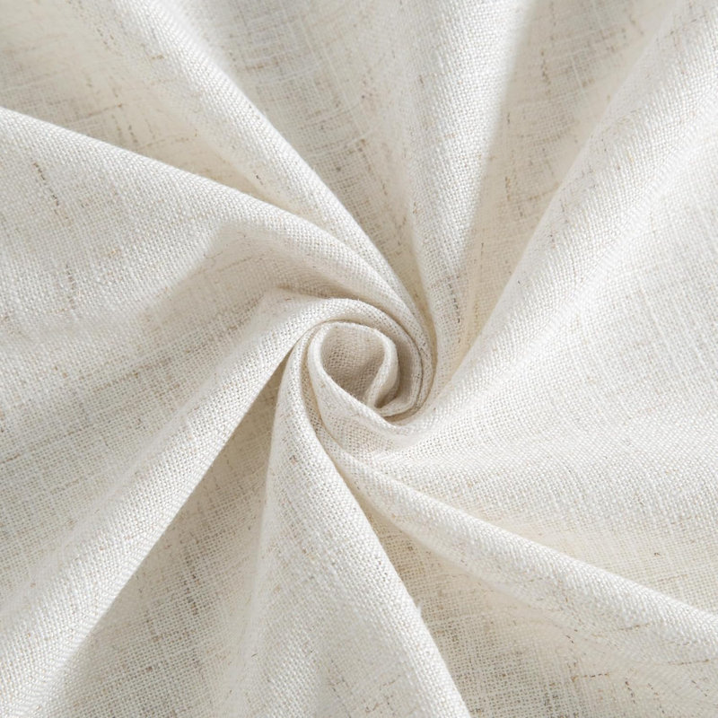  Linen Curtains 2 Panels Set for Living Room/Bedroom, Thick Flax Linen Blend Privacy Window Drapes Rod Pocket & Back Tab with Light Filtering