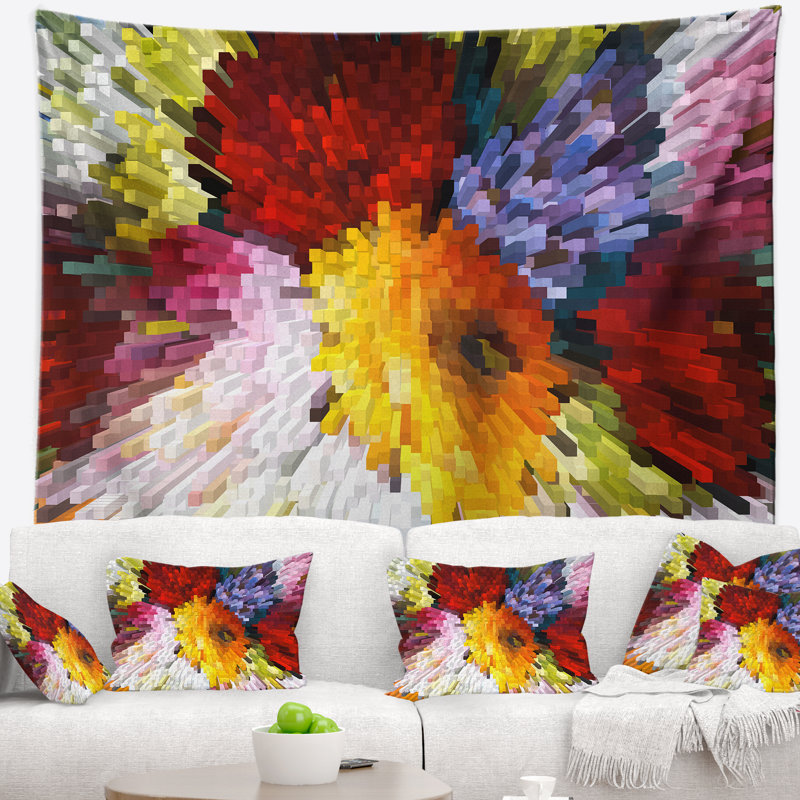 Tapisserie florale florale en tissu 3D, H 50 po x l 60 po