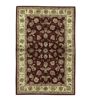 Tapis ivoire et vin de haute qualité noué à la main