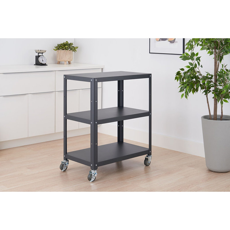 30" W x 18" D x 36" H Metal Utility Cart, Dark Gray