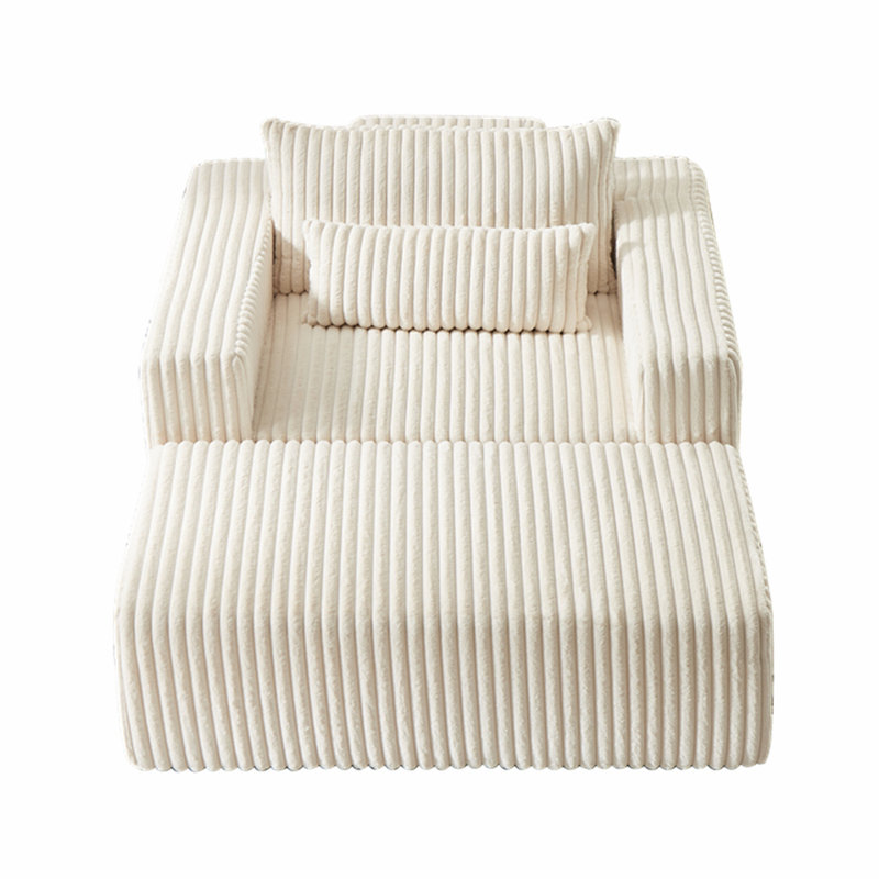 Corduroy Sponge Sofa Lounge Chair with Removable footrest, Beige