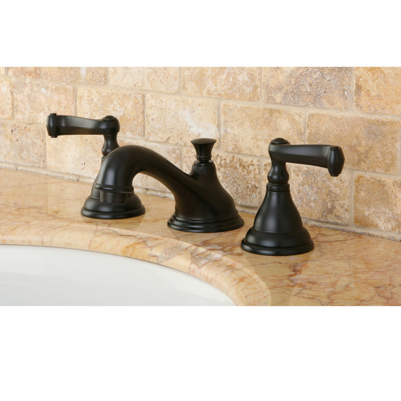 Kingston Brass Royale Two-Handle 3-Hole Deck Mount Widespread Bathroom Faucet with Brass Pop-Up Drain, Oil Rubbed Bronze