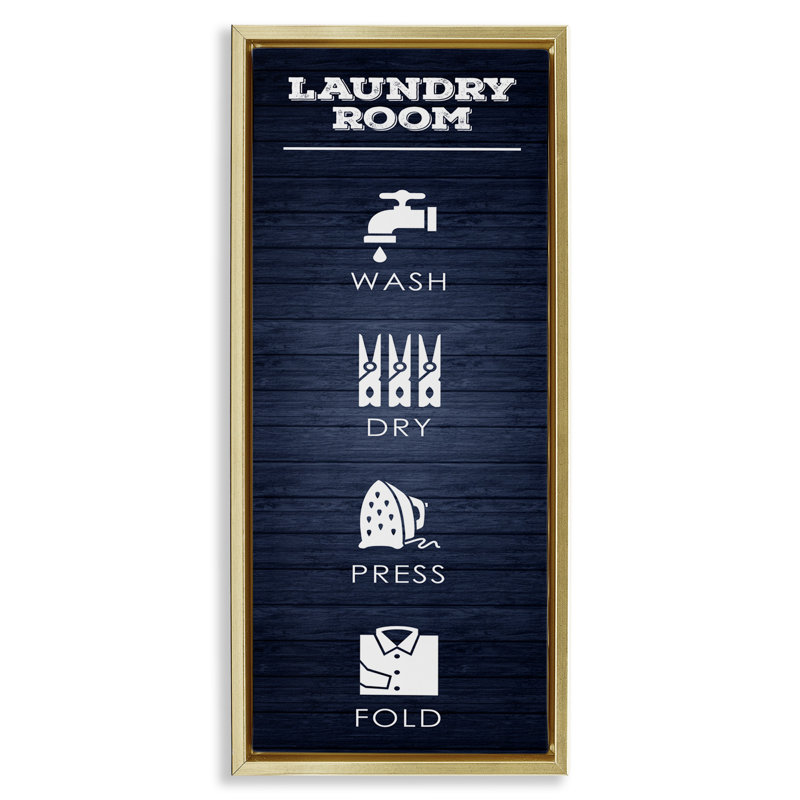 "Laundry Room", impression sur toile flottante encadrée à grain bleu rustique par Melody Hogan, H 25 po x l 11 po