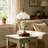 Guynup Vintage Lighting Set: Table Lamp + Wall Sconce + Flush Mount Ceiling Light – Matching Frosted Flower Glass Shades & Wood-Tone Finishes For Whole-Home Elegance