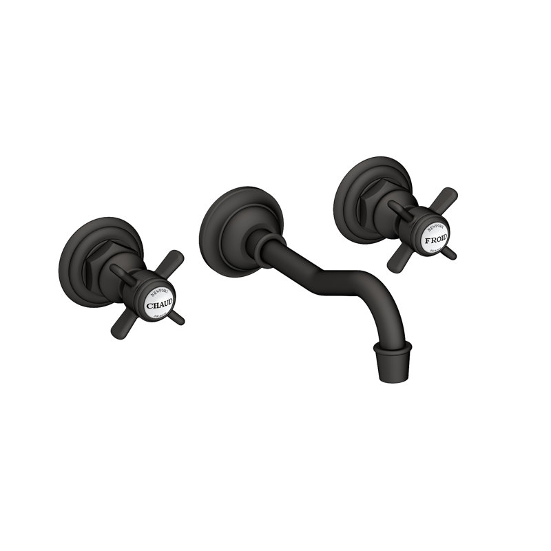 Fairfield Wall Mount Bathroom Faucet, Flat Black