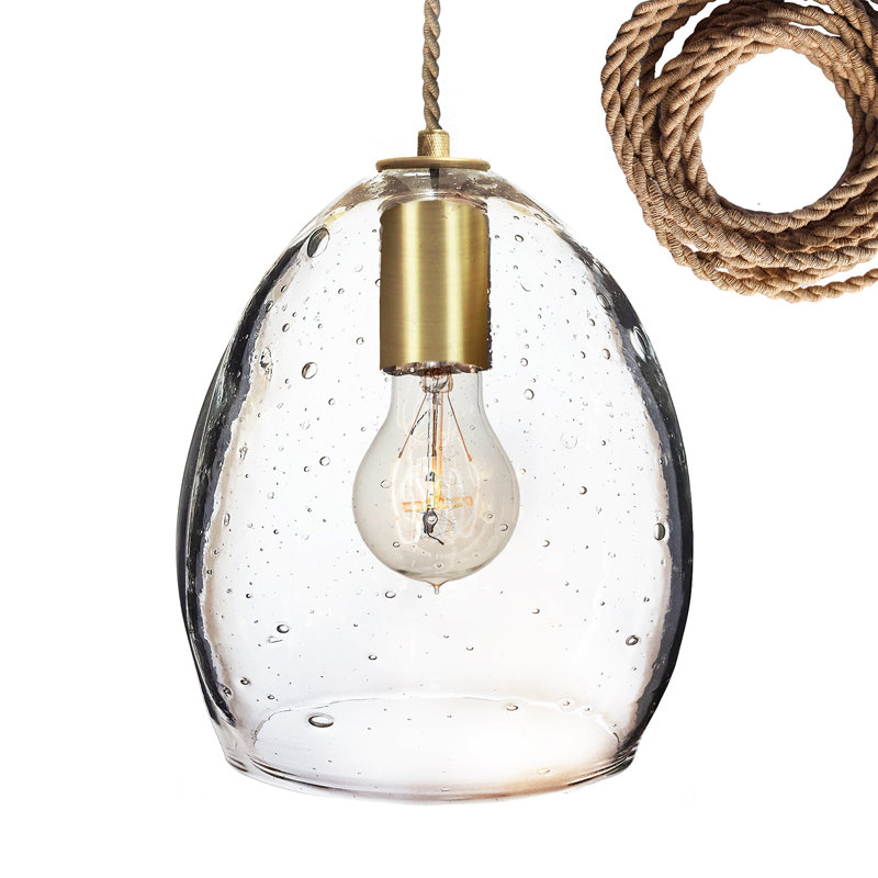 Luminaire suspendu à 1 lumière en forme de goutte, Laiton mat, Bullé
