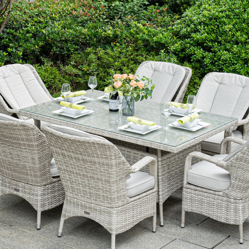 Algird Wicker Rectangular Patio Dining Table