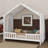 House Bed Frame With Canopy, Montessori Floor Bed, House Bed With Rails For Kids, Kids Bed With Roof-1174776069-1174776068