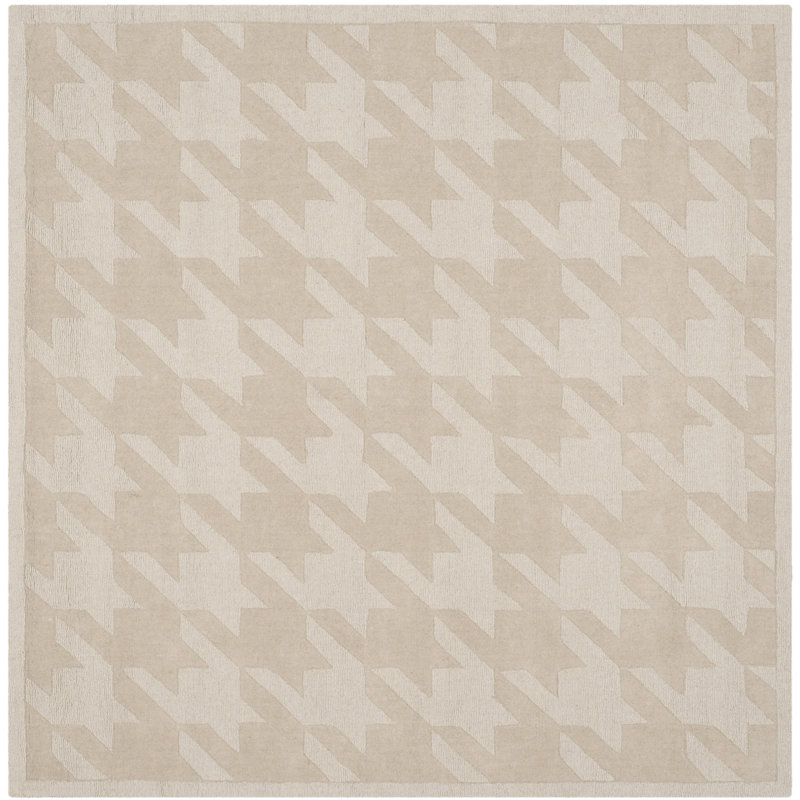 Hand-Tufted Beige Wool Square Area Rug