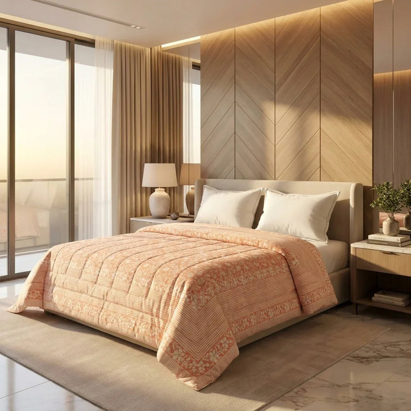 Comforter, Peach Cream Floral, King