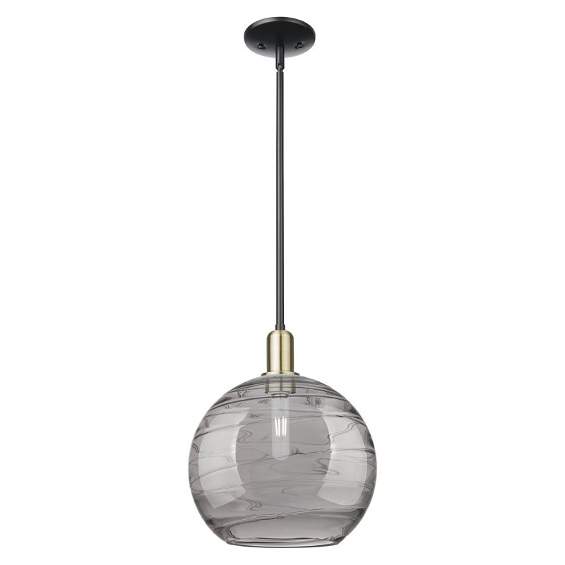 Arcadia - Athens Deco Swirl - Mini-luminaire suspendu 1 tige, Laiton antique noir, H 10,38 po x l 12 po x P 12 po