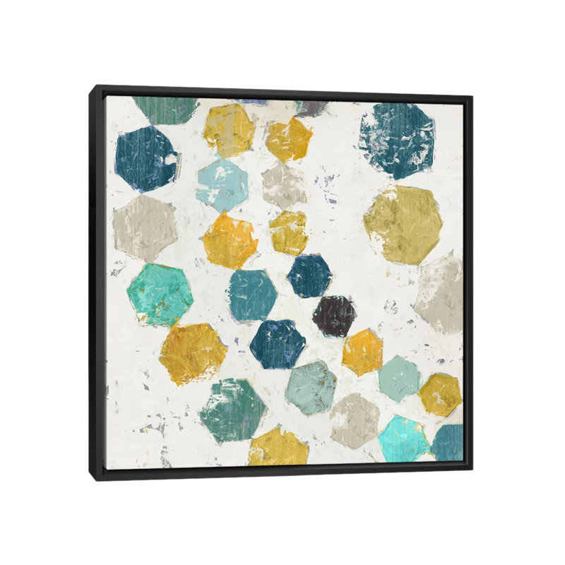 «Hexagon I», reproduction sur toile, H 18 po x l 18 po x P 1,5 po, Toile avec cadre flottant noir, Pas de tapis