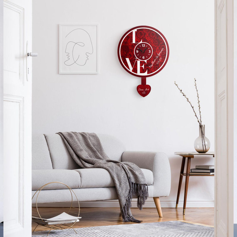 Horloge murale Love Love, Doré, Petit