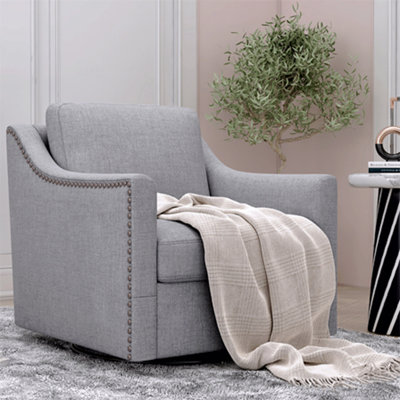 Fauteuil d'appoint pivotant à 360 ° avec accoudoirs fonctionnels en lin