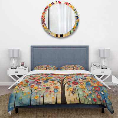 Ensemble de housse de couette Floral Abstract Tree III coloré - Microfibre de polyester
