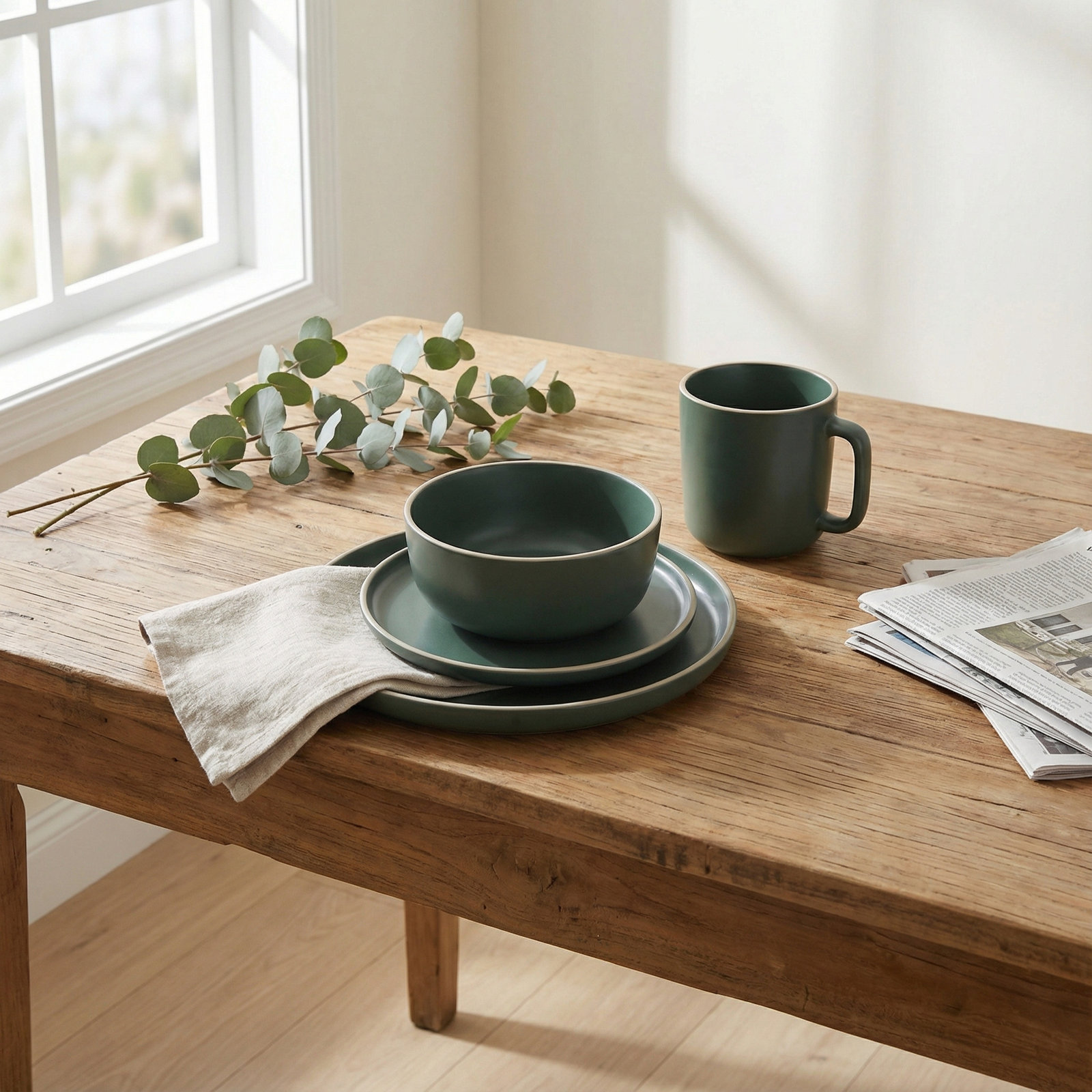 Zuma 16 Piece Dinnerware Set, Service for 4, Green
