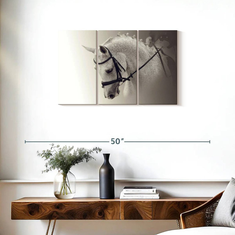 White Dressage Horse, 20" H x 33" W