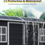 Remise de rangement extérieure 8 pi x 4 pi, plastique, noir, avec plancher, deux fenêtres, porte double, pour jardin, patio, cour, pelouse, construction robuste, protection, bouches d'aération, remise en plastique noire à installation rapide
