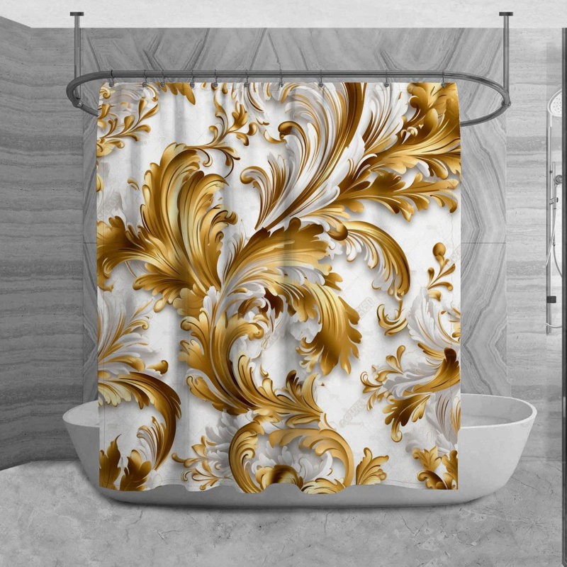 Yonic Floral Shower Curtain, 84" H x 70" W