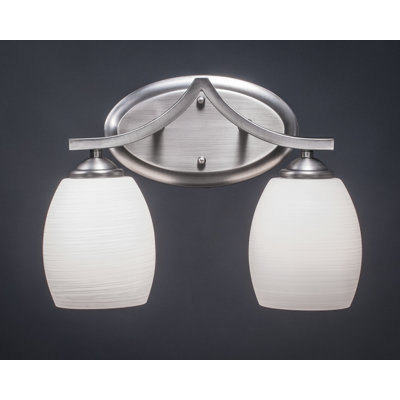 Barre d'éclairage de salle de bain 2 lumières Zilo au fini graphite avec verre en lin blanc de 5 po