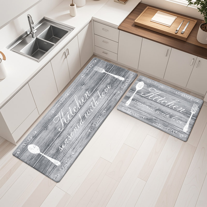 Tapis et tapis de cuisine anti-fatigue, Gris, Tapis de couloir 20 po x 31,5 po + 20 po x 48 po