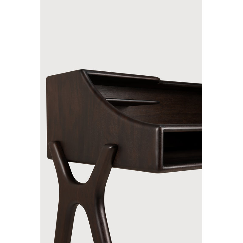 Flow desk - varnished mahogany - rose brown - 2 drawers - rectangular, Rose Brown