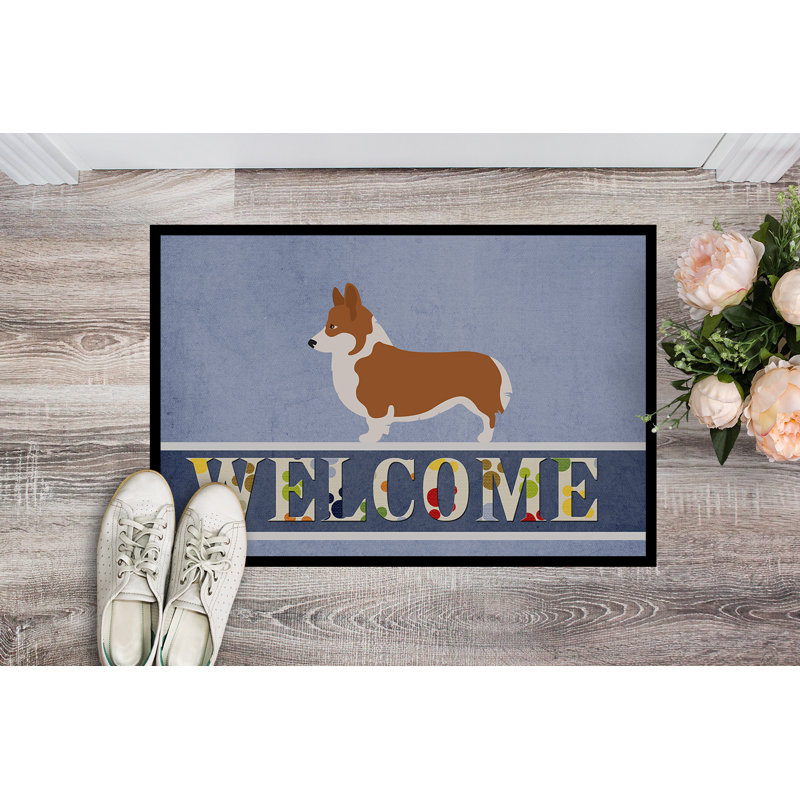 36 po x 24 po gallois corgi welcome tapis de porte extérieur antidérapant Pembroke, Rectangle 2 pi x 3 pi