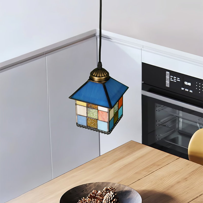 Luminaire suspendu simple à cordon ajustable avec grille colorée (ampoule chaude incluse)