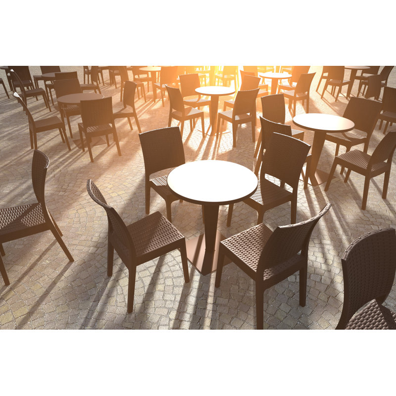 Tomosuke Stacking Patio Dining Side Chair, Brown