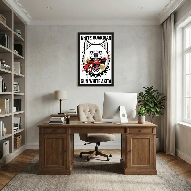 Animaux blanc pistolet Guardian blanc Akita, H 18 po x l 12 po