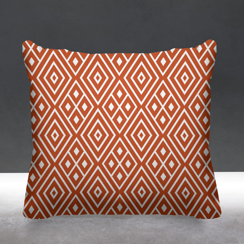 Aima Geometric Outdoor Reversible Throw Pillow, 17W" x 17H", Orange