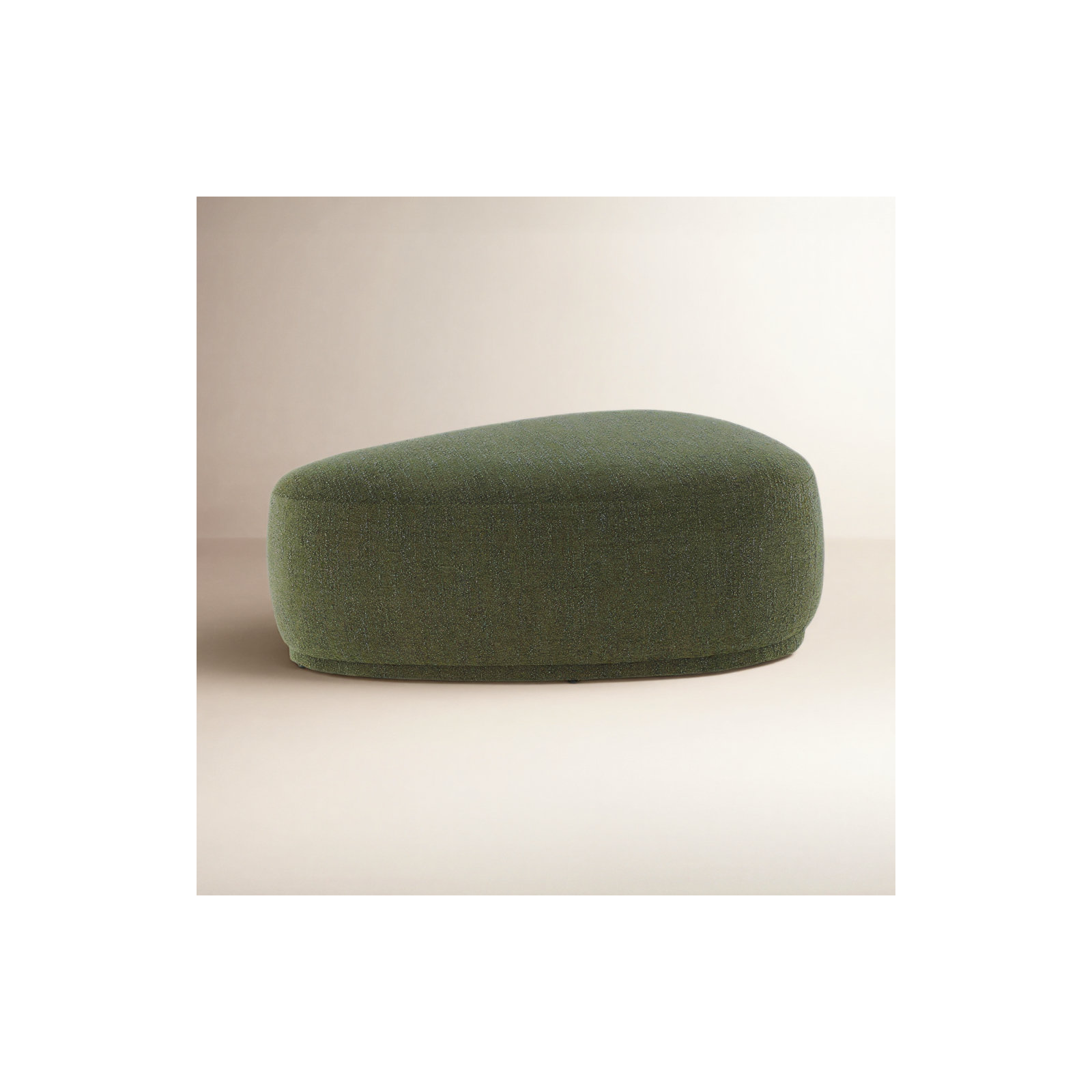 Adna 44'' Triangular Upholstered Ottoman, Mellow Forest Green Boucle