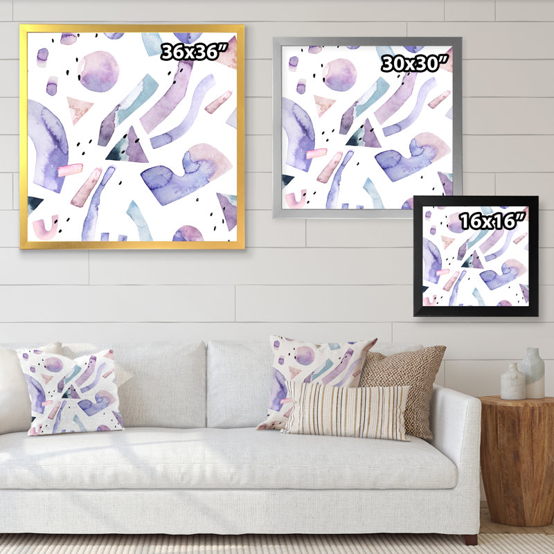 Éléments d'art minimaliste, lavande mauve mauve rétro II, impression sur toile, H 36 po x l 36 po, Cadre photo noir