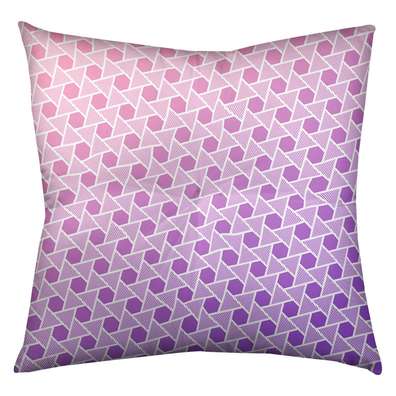 Coussin de plancher hexagonales et triangles, 26 po x 26 po, Rose / Mauve