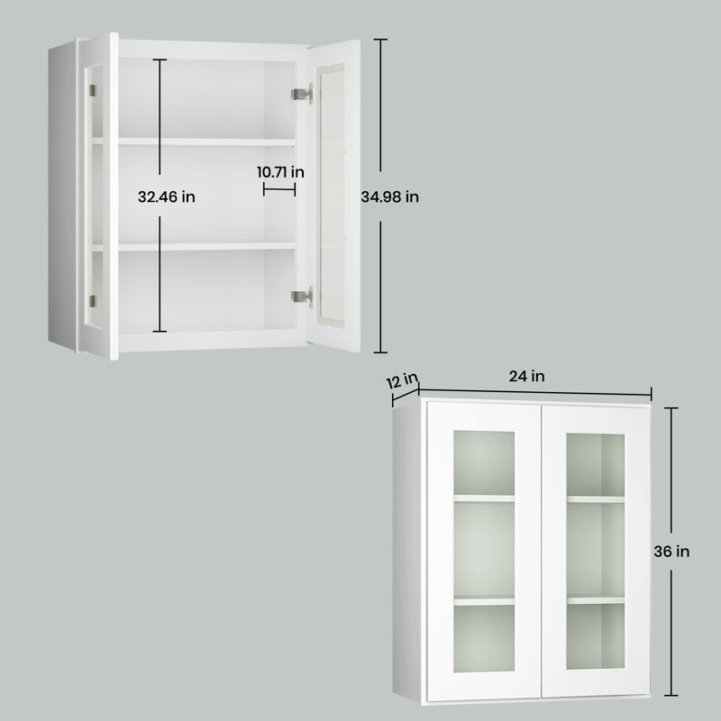 Meuble mural standard HOMEIBRO Cozy Design, 61 cm (L) x 30,5 cm (P) x 91,5 cm (H), en contreplaqué blanc Shaker, prêt à assembler