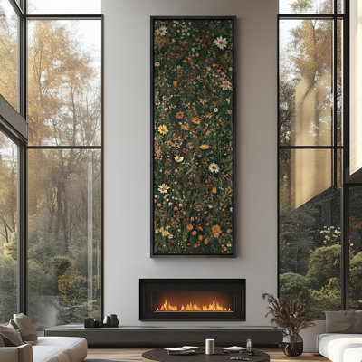 «Daisy Wildflowers Vintage Botanical Field Illustration Modern Art - Extra Large», reproduction d'art sur toile encadrée