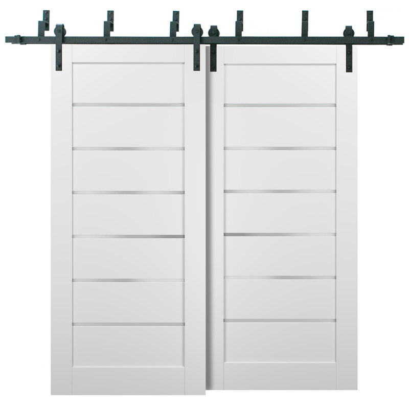 Portes blanches avec garde-robe coulissante Quadro, 64 po x 96 po
