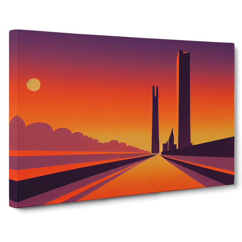 Deco Sunset - Wrapped Canvas Print, 35cm H x 50cm W x 3cm D