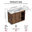 Meuble-lavabo mural de 61 cm (24 po) avec lavabo en céramique, fini noyer, armoire en contreplaqué, 1 porte et 2 étagères ouvertes