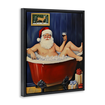 Cadre flottant Joyful Bathaign Santa, design par Arlington Prints