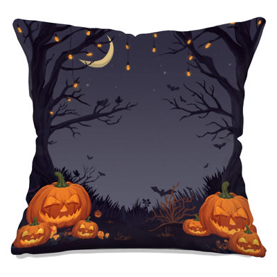 Halloween Night Scene Double Sided Throw Pillows