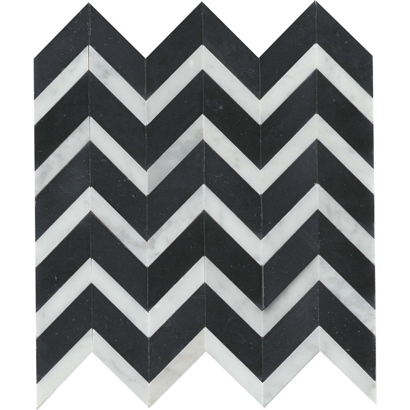 Bizou™ 12 x 13 in. Marble Decorative Accent Tile, Black/White