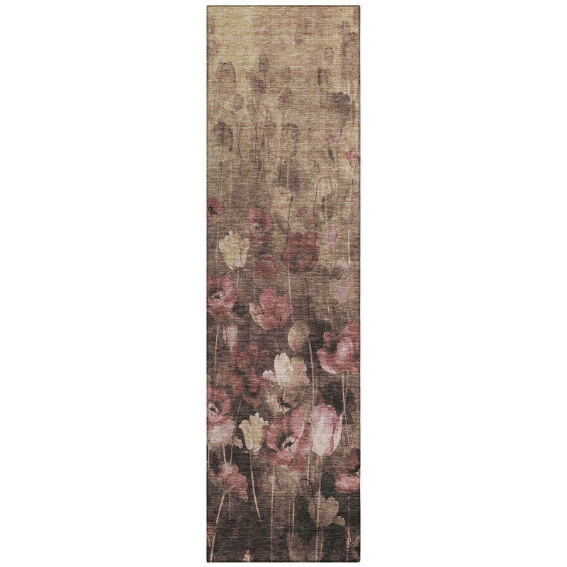 Aurora Taupe Washable Indoor-Outdoor Rug - , 2'3" x 7'6"