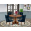 Ensemble de 7 pièces modernes comprenant une table de salle à manger de style Mid-Century et 6 chaises Parson en simili cuir bourgogne avec dossier capitonné, noyer antique-1051816184-1047955800-1047640878