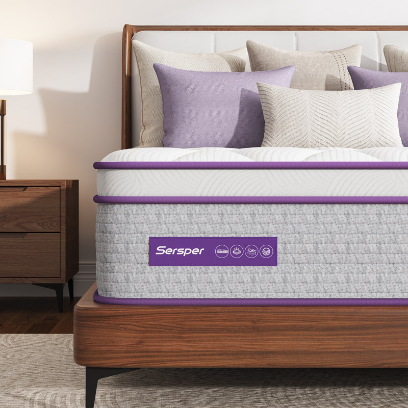 Pillow Top Medium Hybrid Mattress – AeroChar Bamboo Charcoal Foam, 5-Zone Support,, king, 12