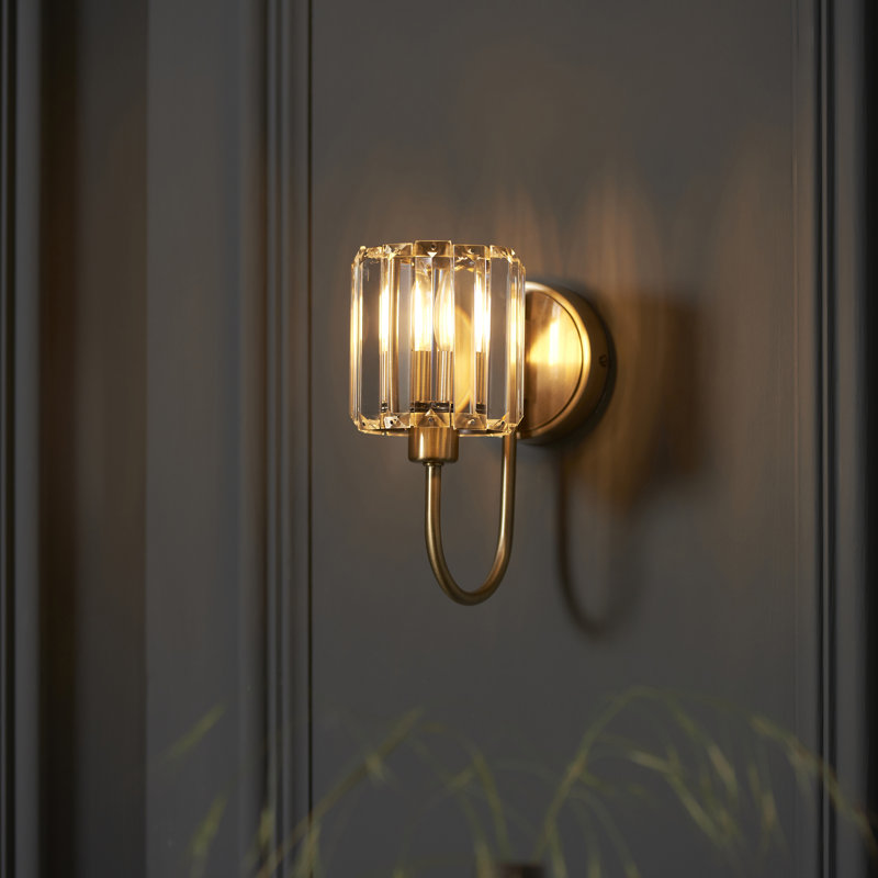 Ampelius Steel Armed Sconce, Antique Brass Plate