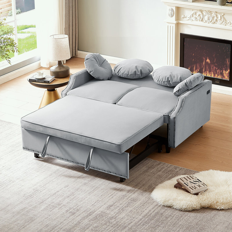 Canapé-lit Totterdown 54,7 po, Mélange de polyester gris clair