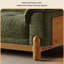 110.24"Green linen-blend loveseat with throw pillows